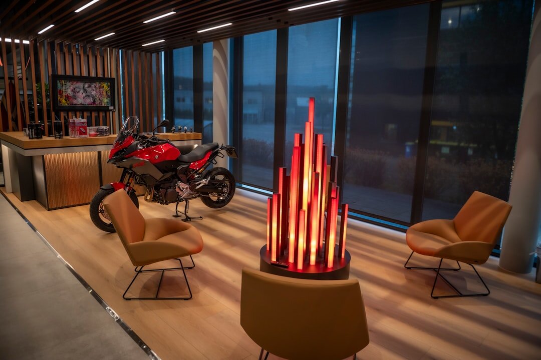 Elegant boutique interior with dark wood display cases in Carrasco, Montevideo